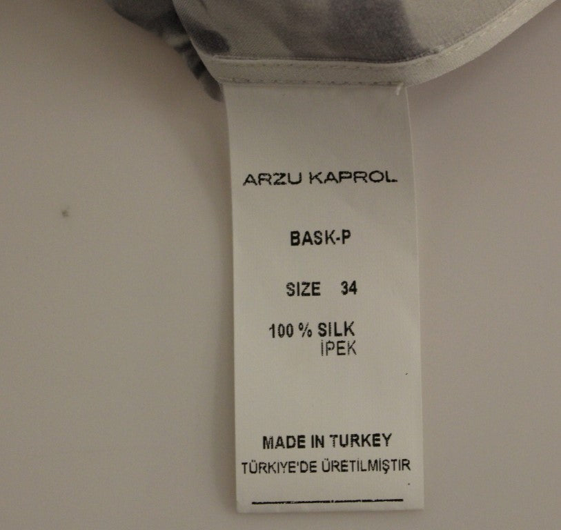 Gray Blue Silk Sleeveless Top Shirt Blouse