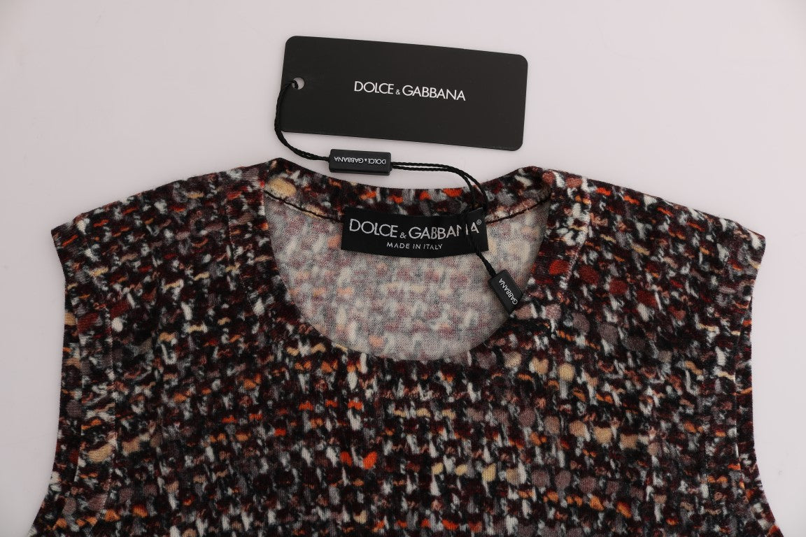 Multicolor Print Knit Top Wool T-shirt