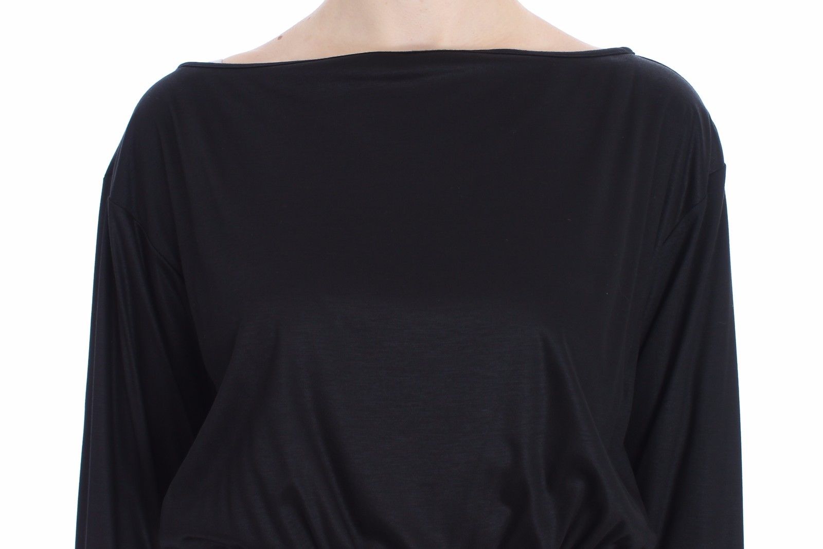 Black Modal Silk Shift Knee Dress