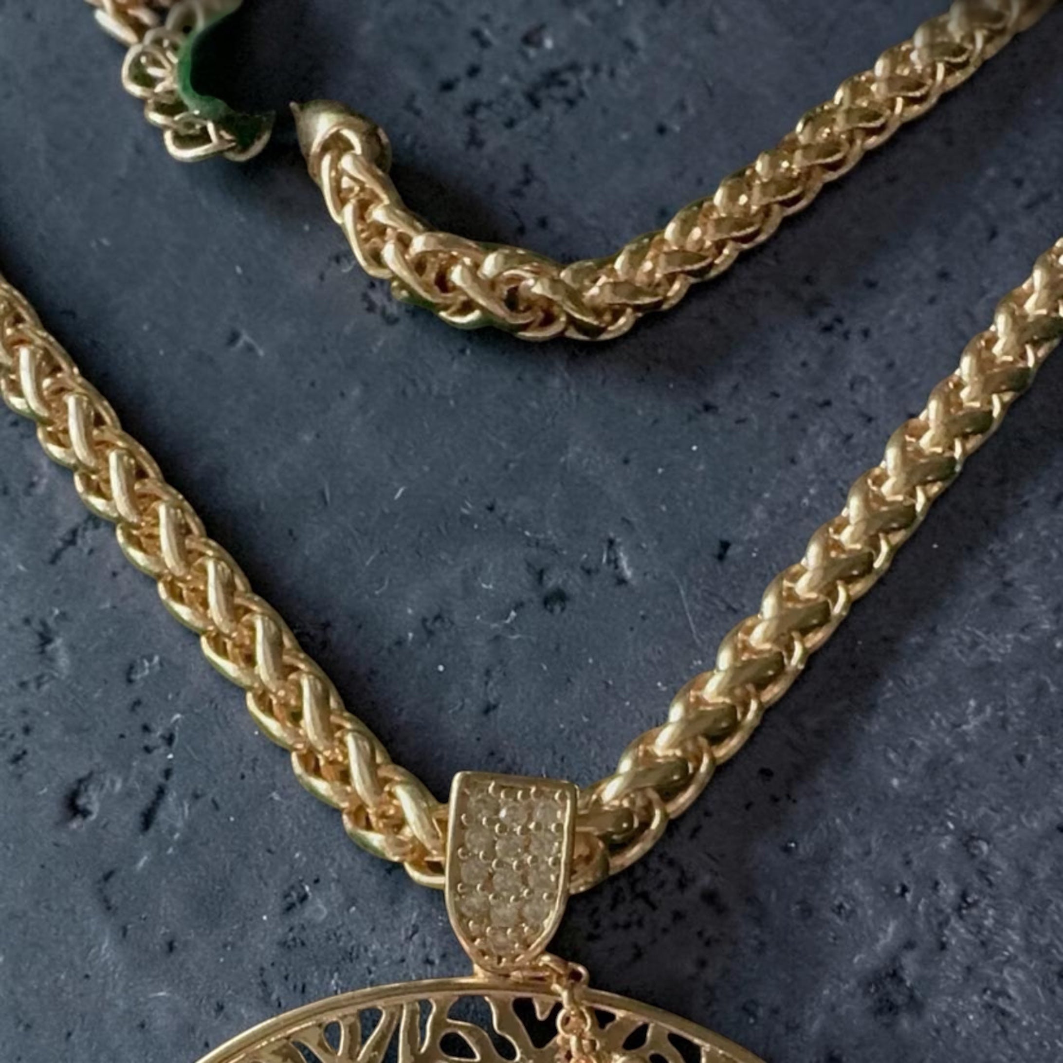 Leopard Mandala Necklace | 18k Gold Plated Wheat Chain | Luxe Collection