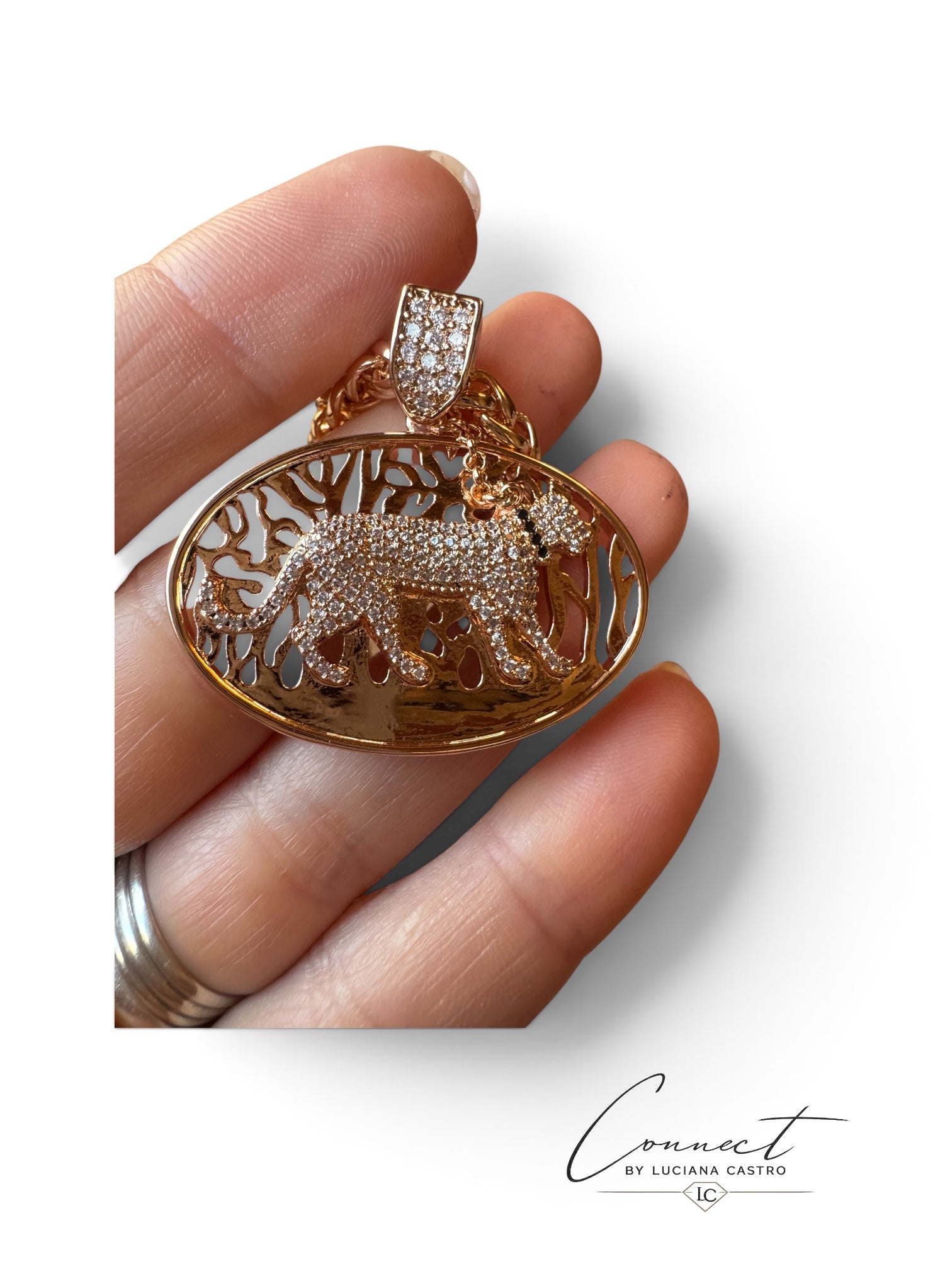 Leopard Mandala Necklace | 18k Gold Plated Wheat Chain | Luxe Collection