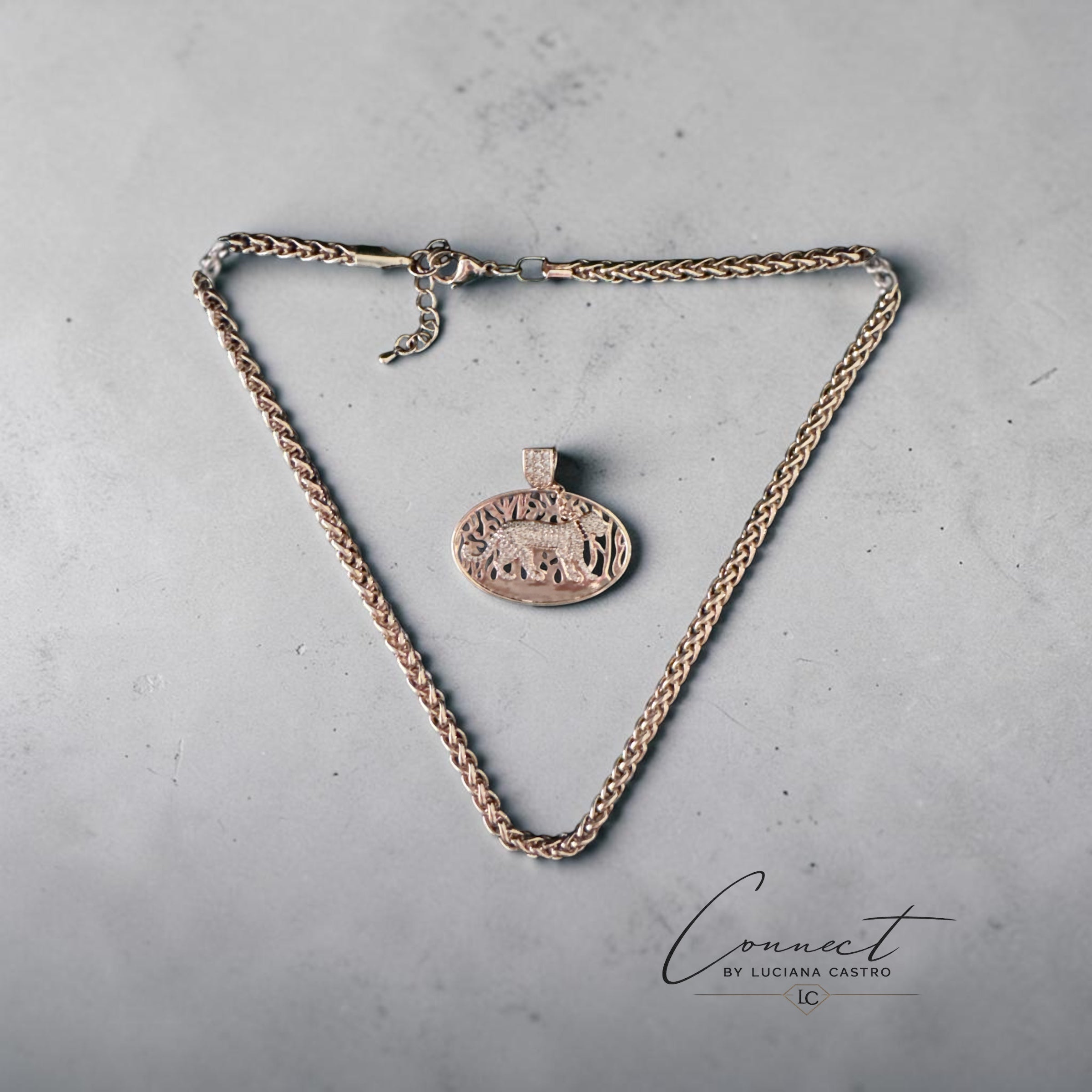 Leopard Mandala Necklace | 18k Gold Plated Wheat Chain | Luxe Collection