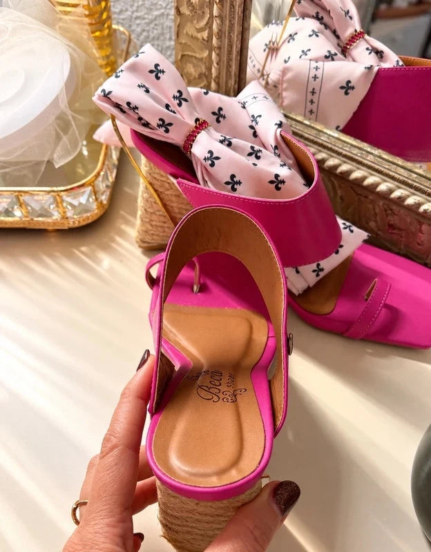 Brazilian Wedge Sandals - Fuchsia Pink